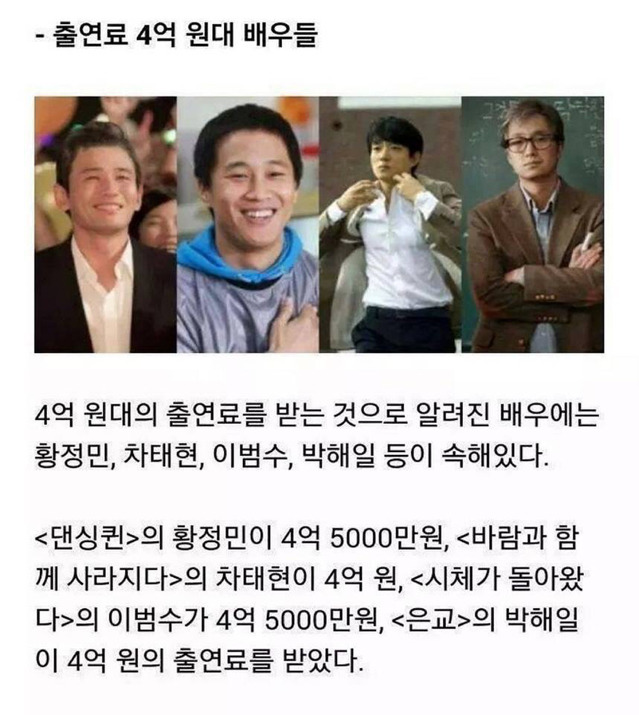 탑클래스 영화배우들 출연료.jpg | 인스티즈