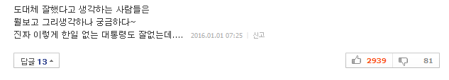 朴대통령 중장년 지지 견고.. 2030은 70％이상 부정적 | 인스티즈