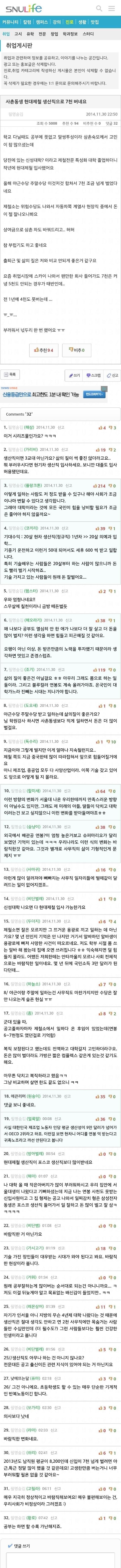 서울대생들의 대기업 생산직에 대한 생각 | 인스티즈