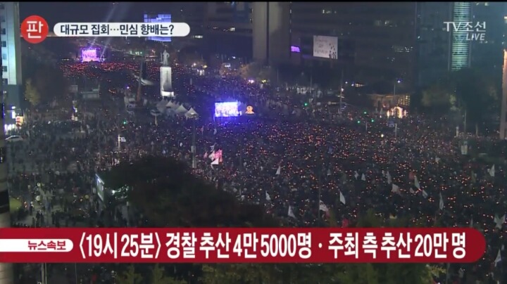 19시 25분 현재..광화문 시위 규모..경찰추산 4만5천명,주최측 추산 20만명.jpg | 인스티즈