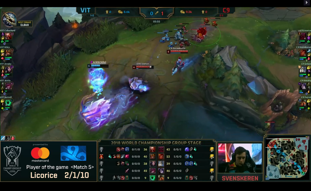 [LOL] 2018 롤드컵 그룹 스테이지 / 대회 둘쨋날 5경기,"VIT(유럽) vs C9(북미)"- 경기결과 | 인스티즈